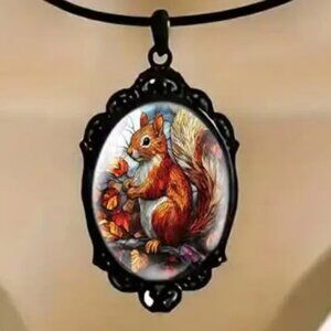Black SQUIRREL Pendant Necklace